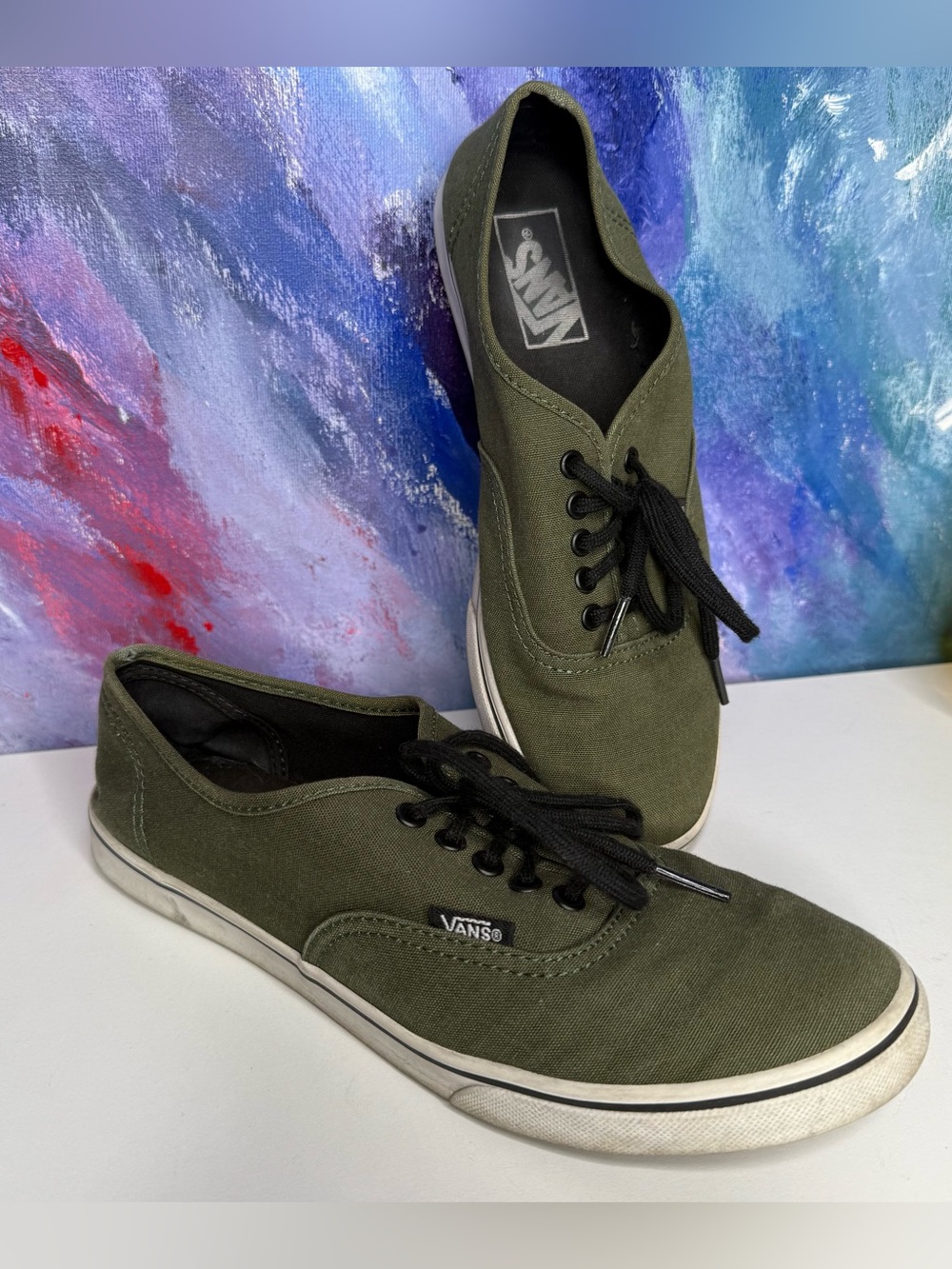 Vans Lo Pro Olive Green & Black Sneakers Tennis Shoes 7 Men 8.5 Women Unisex